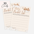 Pack of 30 teddy bear baby shower bucket list cards for guests neutral baby shower keepsake activity professionally printed in the UK
