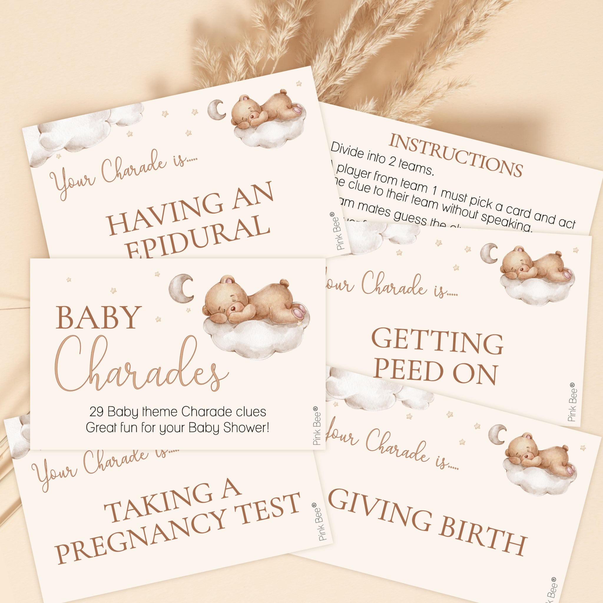 Manta Makes Giochi per baby shower, baby shower Charades Manta Makes Giochi per baby shower, baby shower Charades