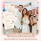 Teddy bear baby shower charades game featuring 29 baby-themed clue cards with neutral teddy bear artwork for baby shower entertainment.