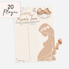 Teddy Bear Guess Mum's Tum baby shower game 20 player pack with included tape measure.