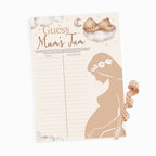 Teddy Bear Guess Mum's Tum baby shower game 20 player pack with A4 answer sheet and tape measure.