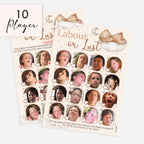Teddy Bear Labour or Lust baby shower game 10 player pack with answer card included and neutral teddy bear theme.