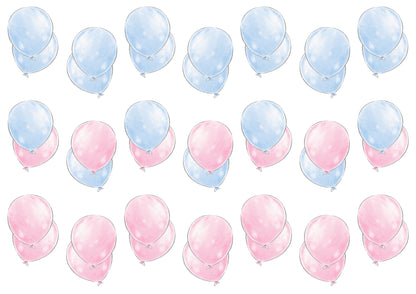 Double Balloon Stickers - Blue and Pink