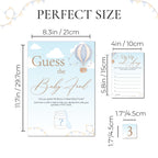Hot Air Balloon theme; Up, Up and Away Baby Shower Game Guess the Baby Food Game in Blue