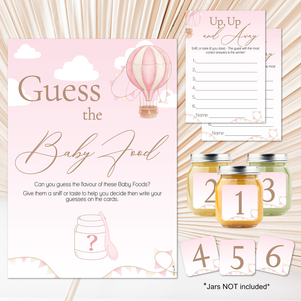 NEW - Up, Up and Away Themed Guess the Baby Food Game in Pink