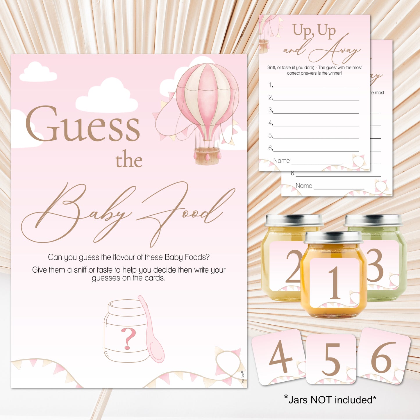 NEW - Up, Up and Away Themed Guess the Baby Food Game in Pink