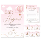 Hot Air Balloon Theme; Up Up and Away Baby Shower Game - Shit Happens! In Pink