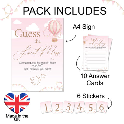 Hot Air Balloon Theme Up Up and Away Baby Shower Game Guess the Sweet Mess Game in Pink