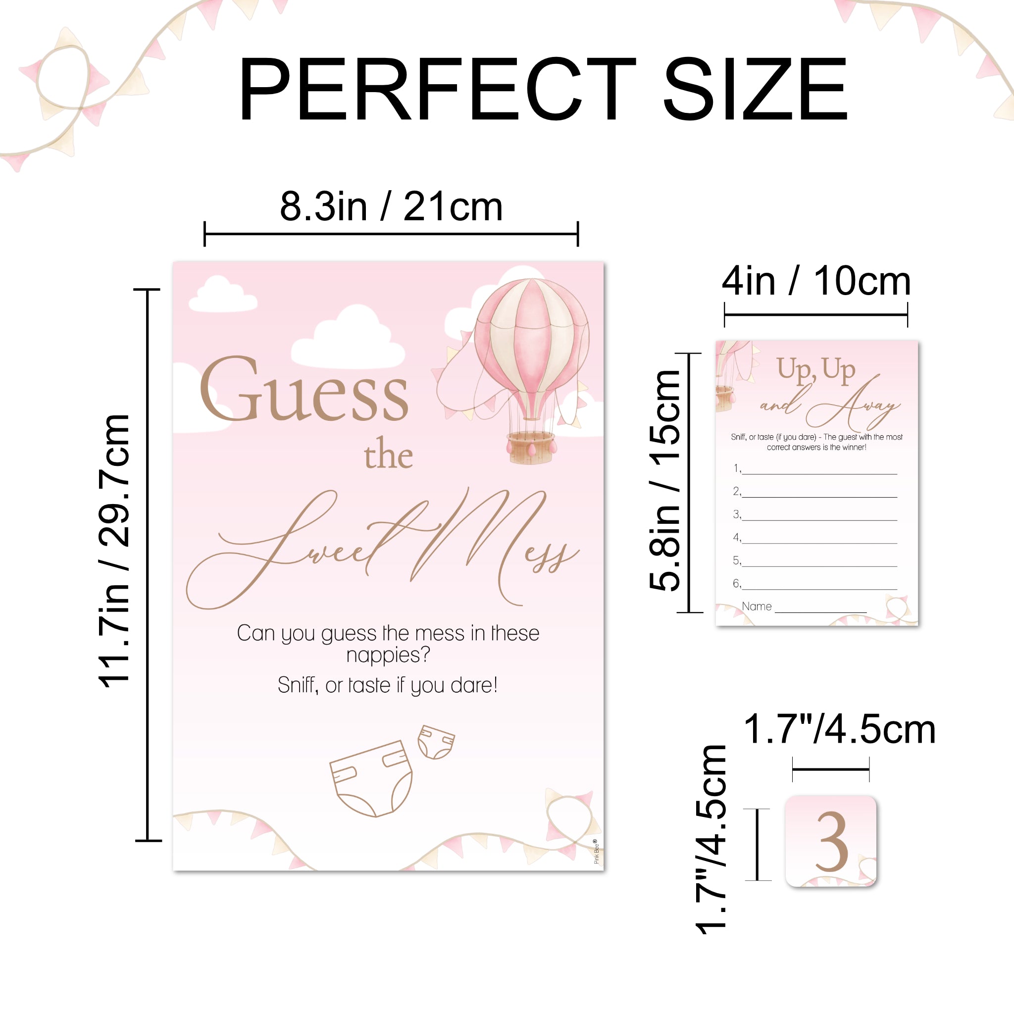 Hot Air Balloon Theme Up Up and Away Baby Shower Game Guess the Sweet Mess Game in Pink