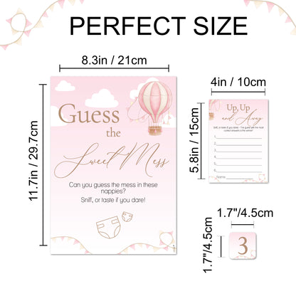 Hot Air Balloon Theme Up Up and Away Baby Shower Game Guess the Sweet Mess Game in Pink