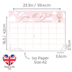Up, Up and Away Guess the Date Baby Shower Activity in Pink