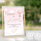 Hot Air Balloon Theme Up Up and Away Baby Shower Game Guess the Sweet Mess Game in Pink