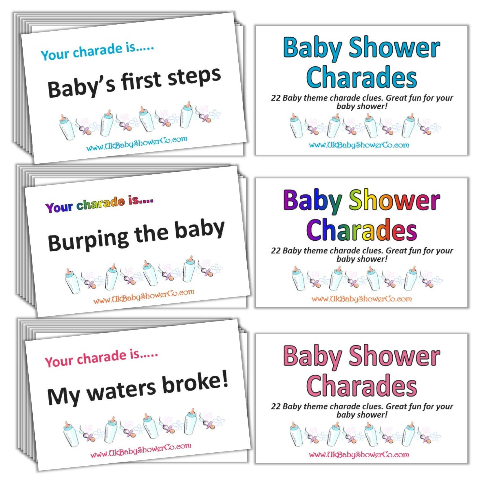 Baby Shower Charades Game Pink,[product type] - Baby Showers and More