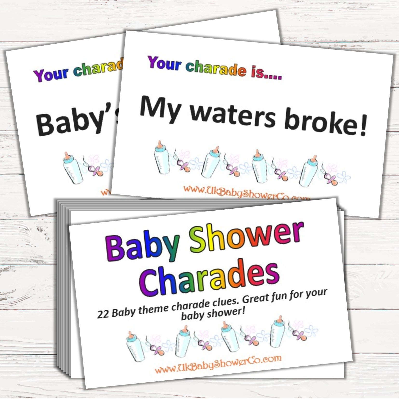 Baby Shower Charades Game - Uk Baby Shower Co ltd