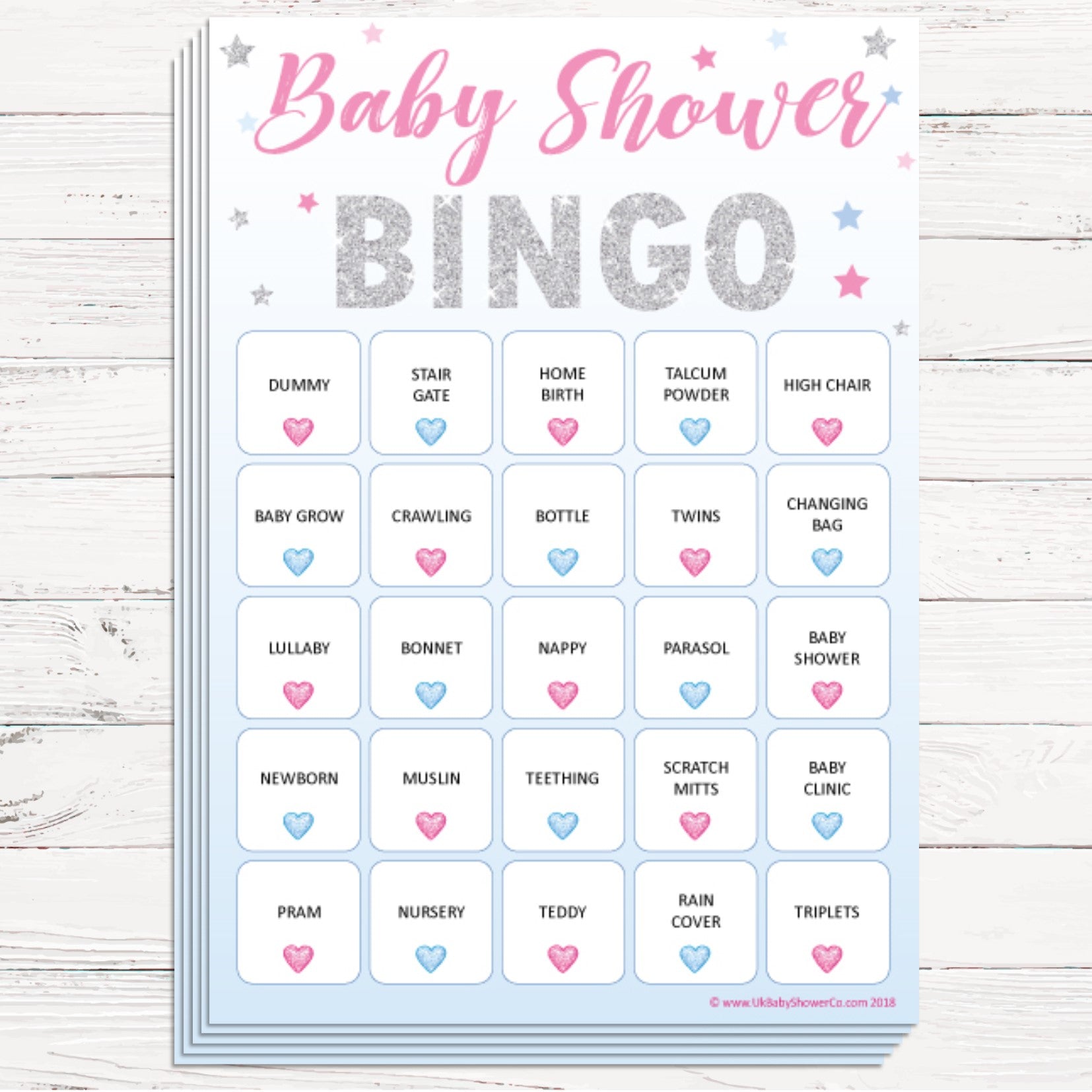 Baby Bingo Game - Stars - Uk Baby Shower Co ltd