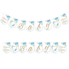 Blue Floral Themed BABY Flag Banner