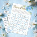 Blue Floral Baby Shower Bingo Game
