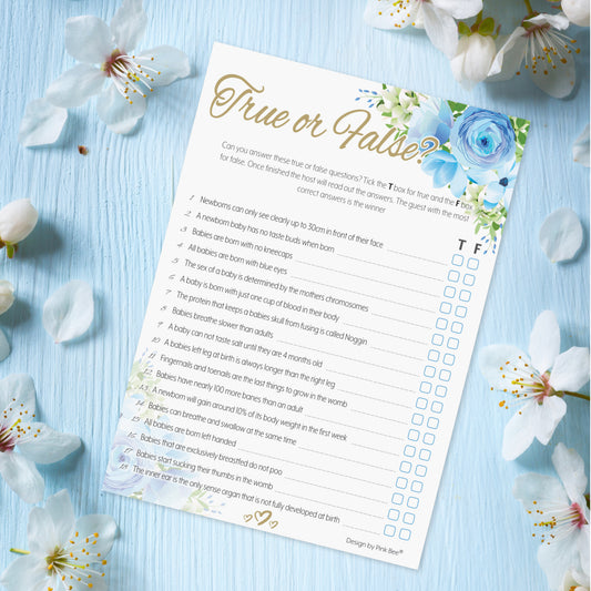 Blue Floral True or False Party Game