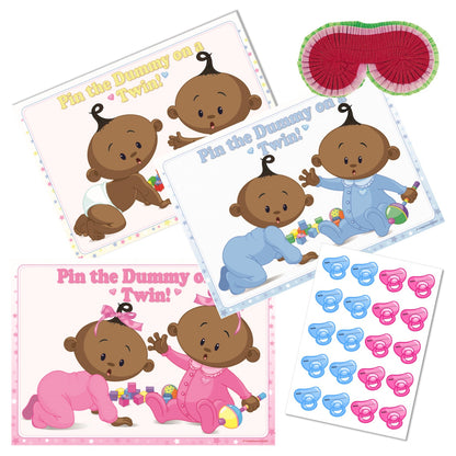 Stars Ethnic Pin the Dummy on a Twin Party Game,[product type] - Baby Showers and More