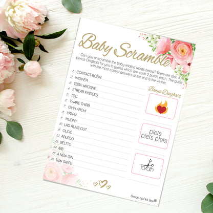 Pink Floral Baby Scramble Game