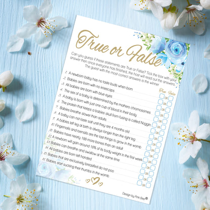Blue Floral True or False Party Game