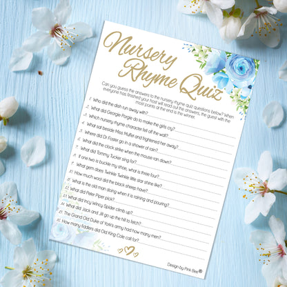 Blue Floral Nursery Rhyme Quiz Game