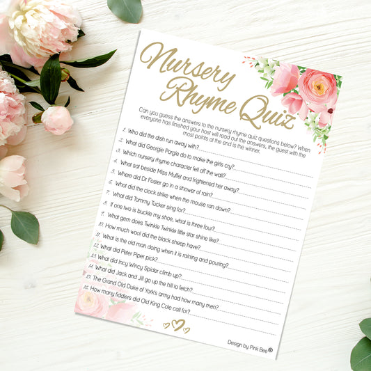 Pink Floral Nursery Rhyme Quiz Game