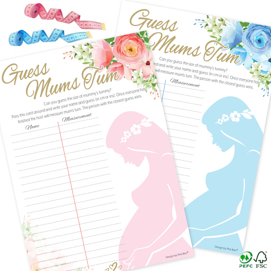 Blue Floral Guess Mums Tum Party Game