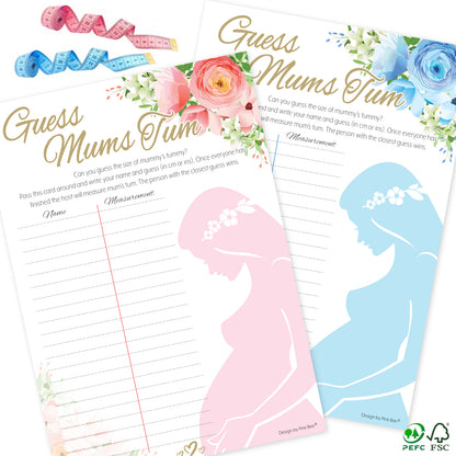 Blue Floral Guess Mums Tum Party Game