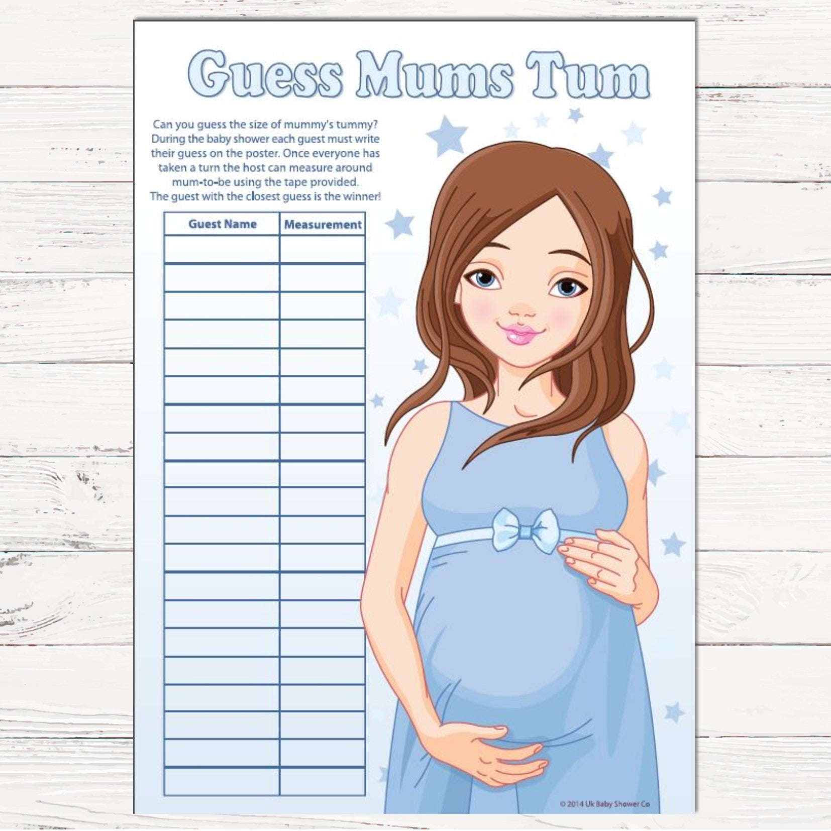 Stars Guess Mums Tum Party Game,[product type] - Baby Showers and More
