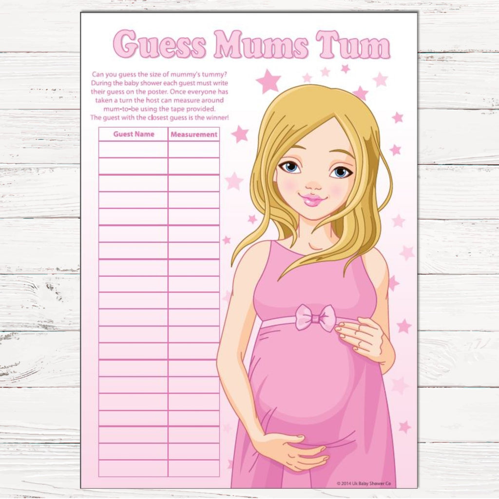 Stars Guess Mums Tum Party Game,[product type] - Baby Showers and More