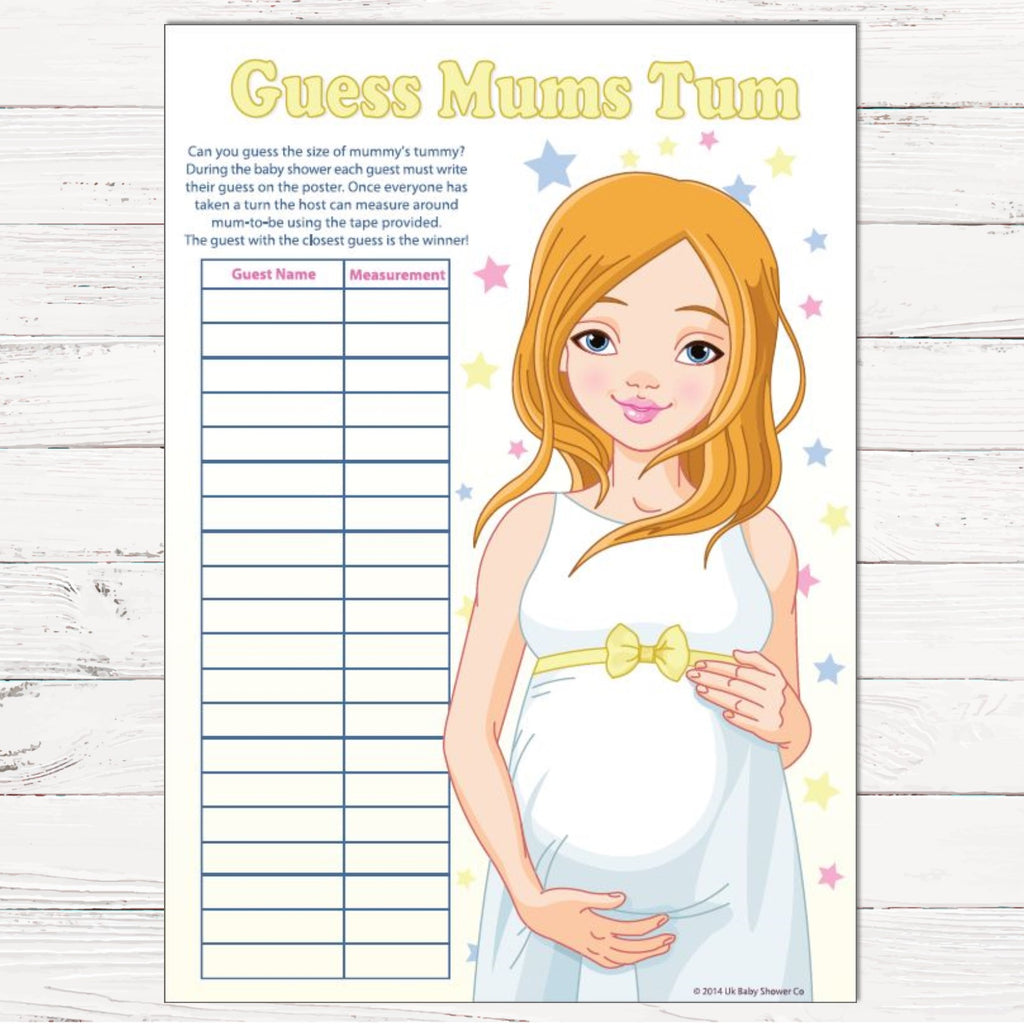 Stars Guess Mums Tum Party Game,[product type] - Baby Showers and More