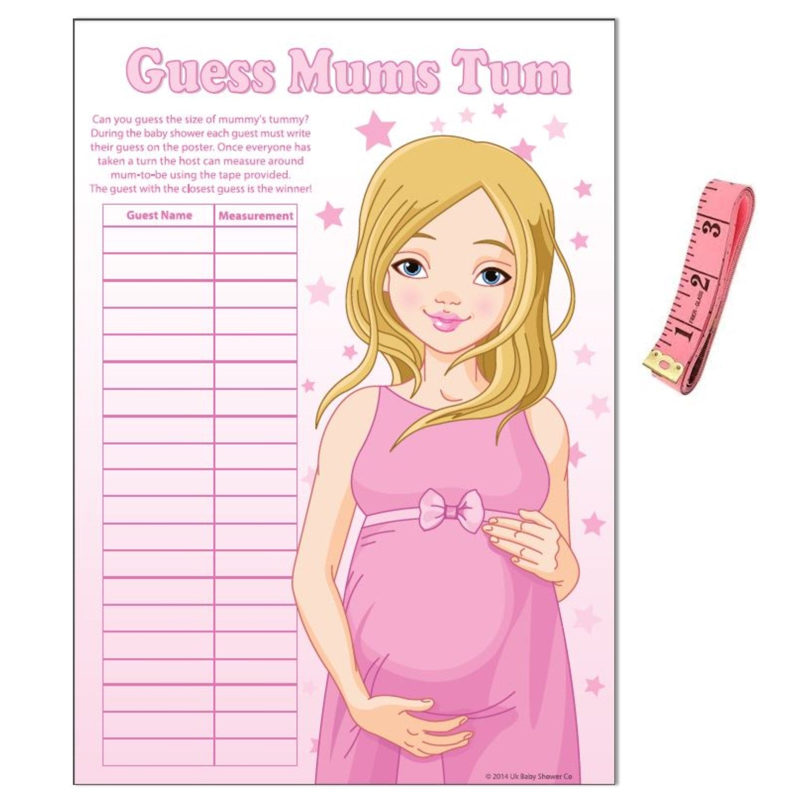 Stars Guess Mums Tum Party Game,[product type] - Baby Showers and More