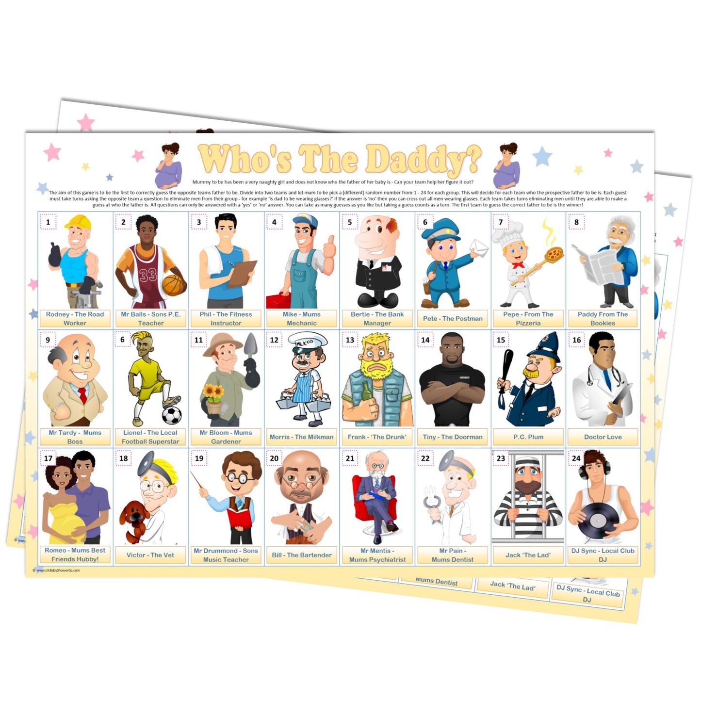 Guess Who's the Daddy Team Game - CLEARANCE - Uk Baby Shower Co ltd