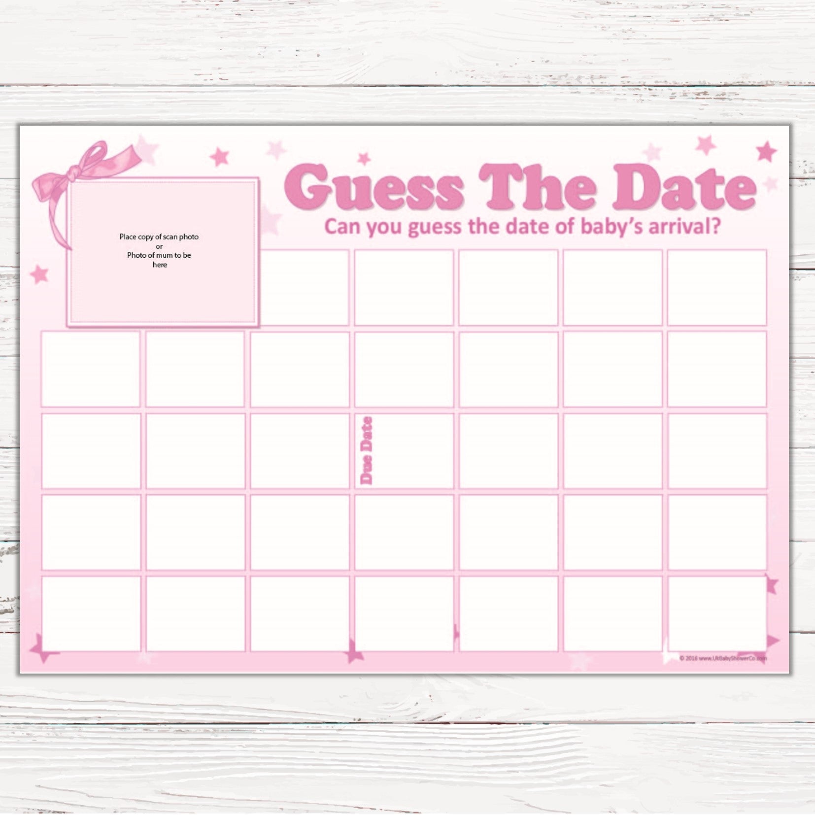 Stars Guess The Date Sweepstake Game,[product type] - Baby Showers and More