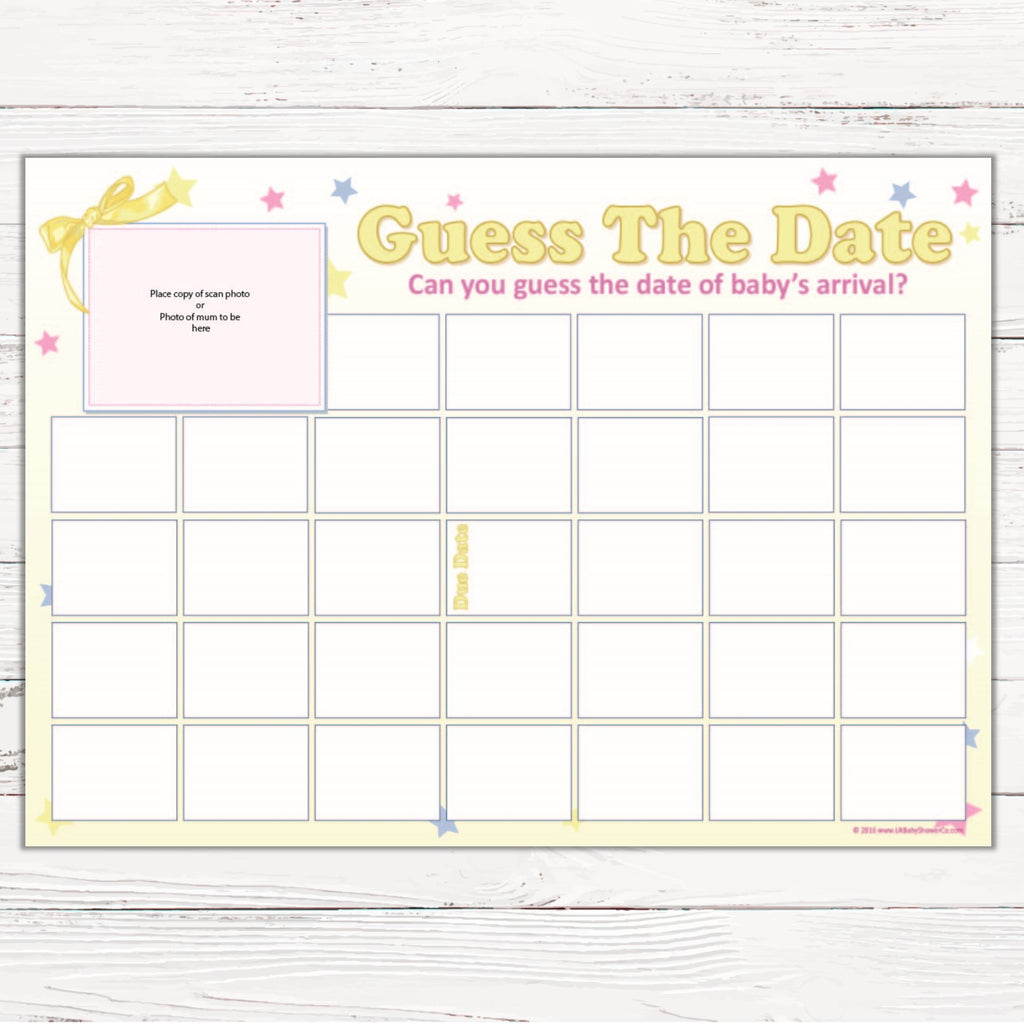 Stars Guess The Date Sweepstake Game,[product type] - Baby Showers and More