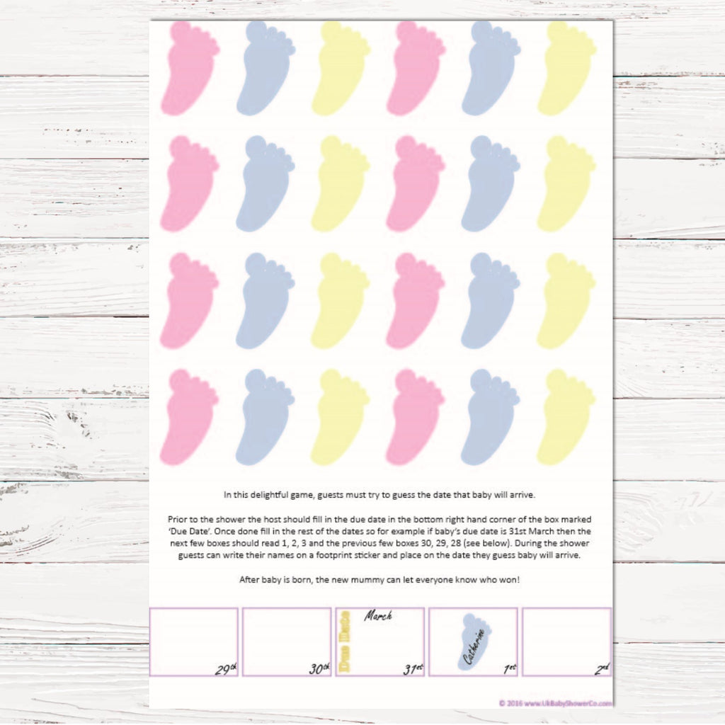 Stars Guess The Date Sweepstake Game,[product type] - Baby Showers and More