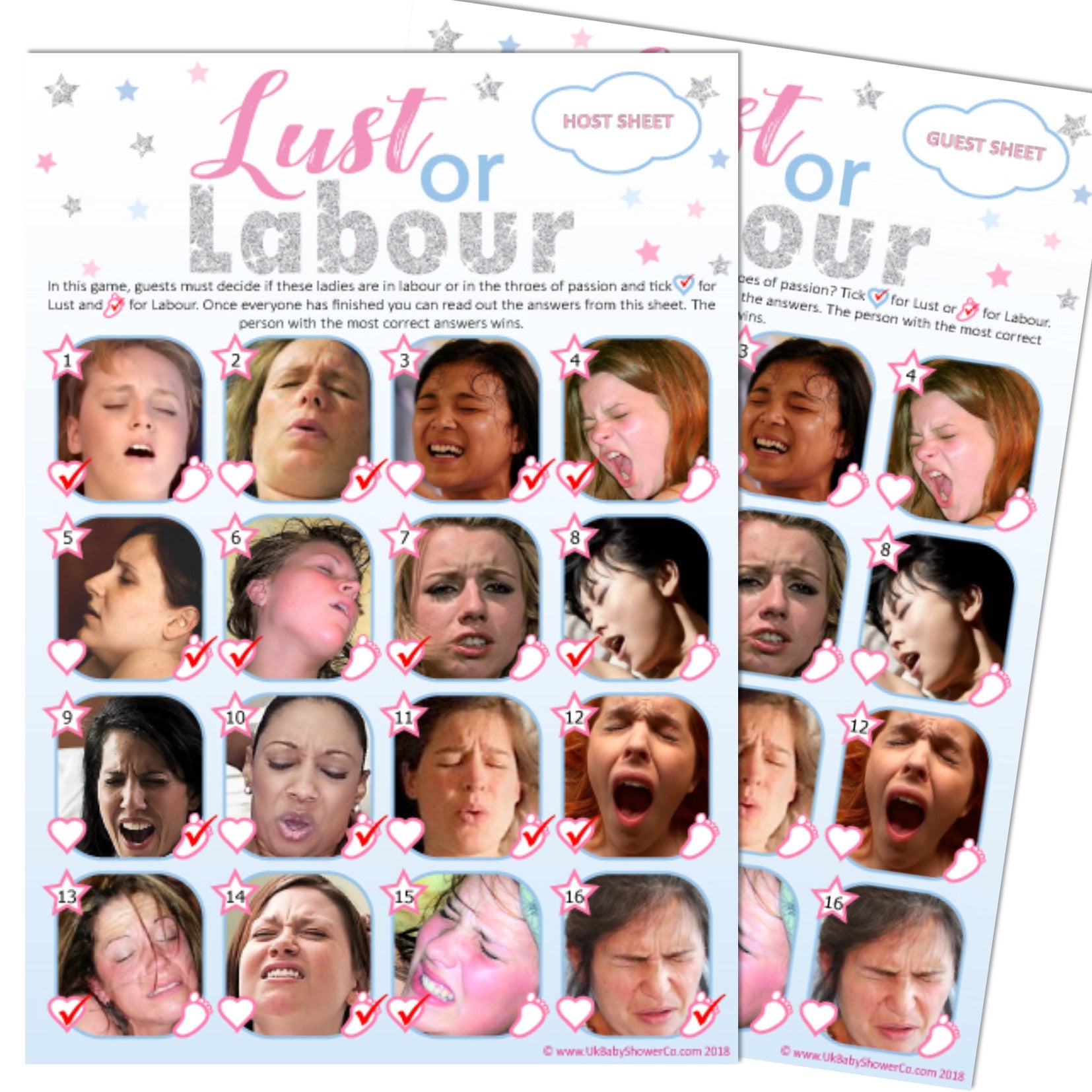 Labour or Lust Party Game - Uk Baby Shower Co ltd