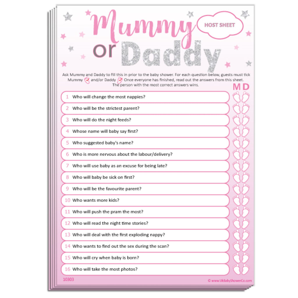 Mummy or Daddy Party Game - Uk Baby Shower Co ltd