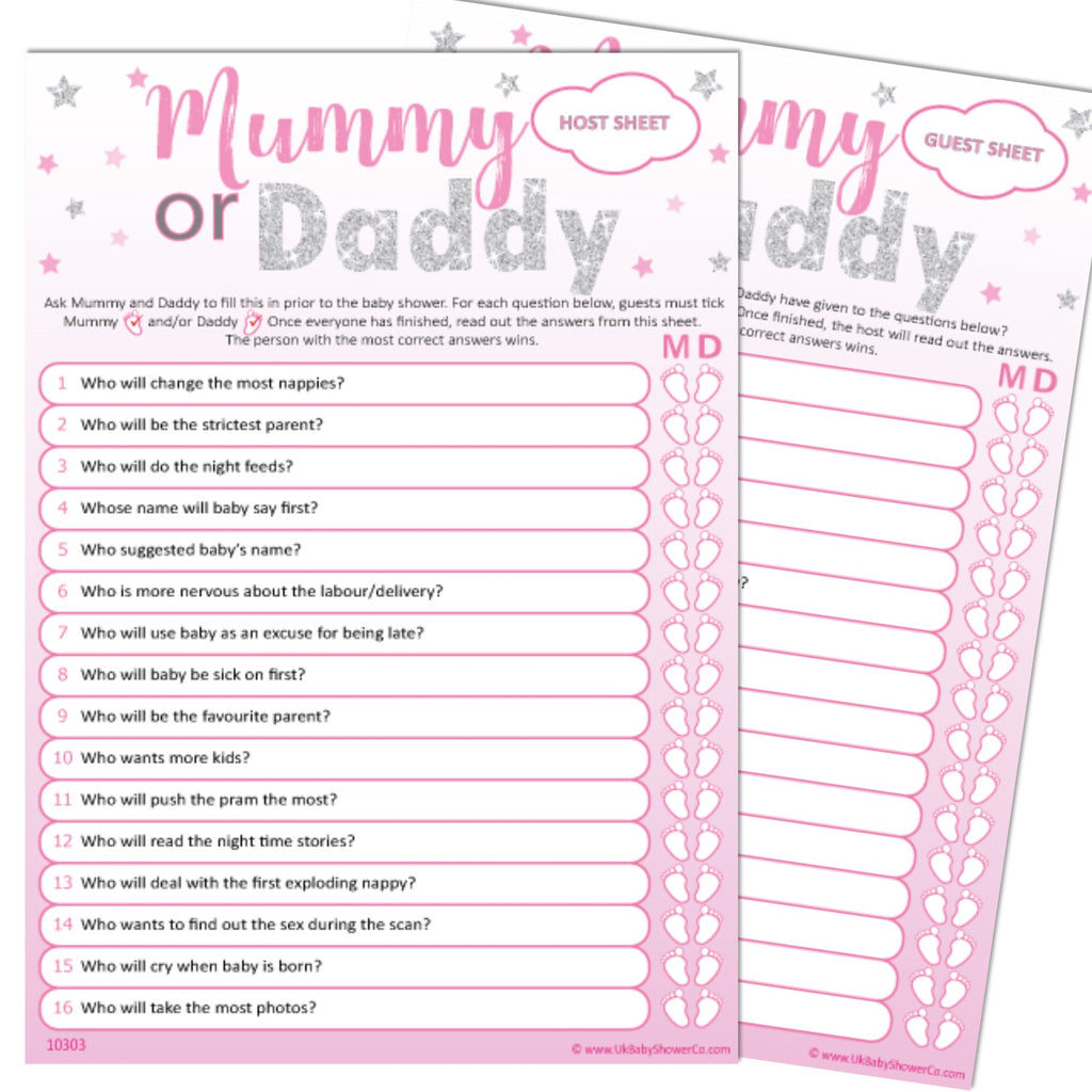 Mummy or Daddy Party Game - Uk Baby Shower Co ltd