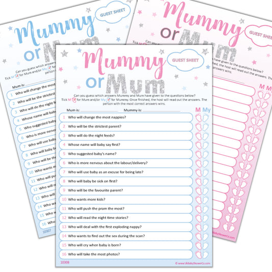 Mummy or Mum Party Game - Uk Baby Shower Co ltd