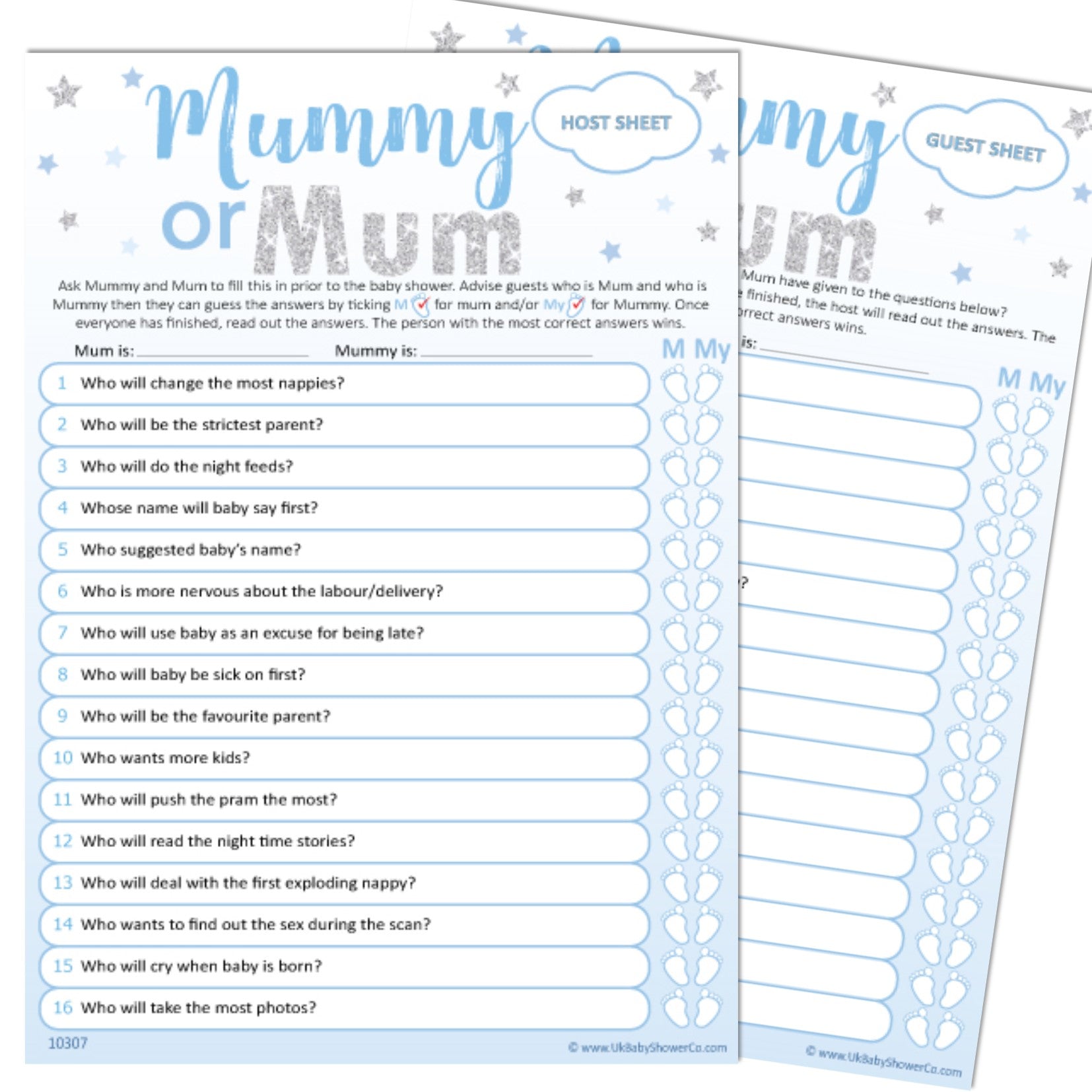 Mummy or Mum Party Game - Uk Baby Shower Co ltd