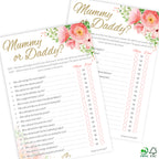 Pink Floral Mummy or Daddy Party Game