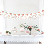 Pink Floral Theme Baby Shower Flag Banner