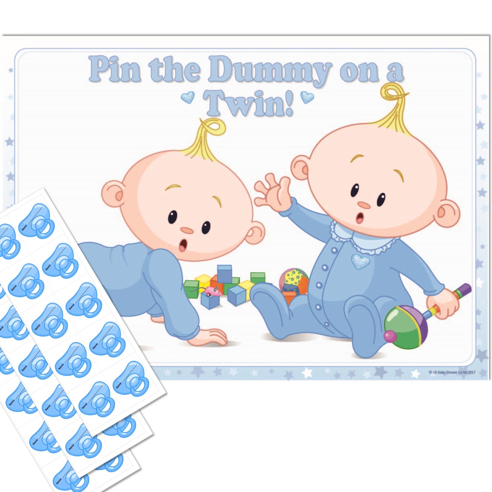Pin the Dummy on a Twin Party Game Stars Theme,[product type] - Baby Showers and More