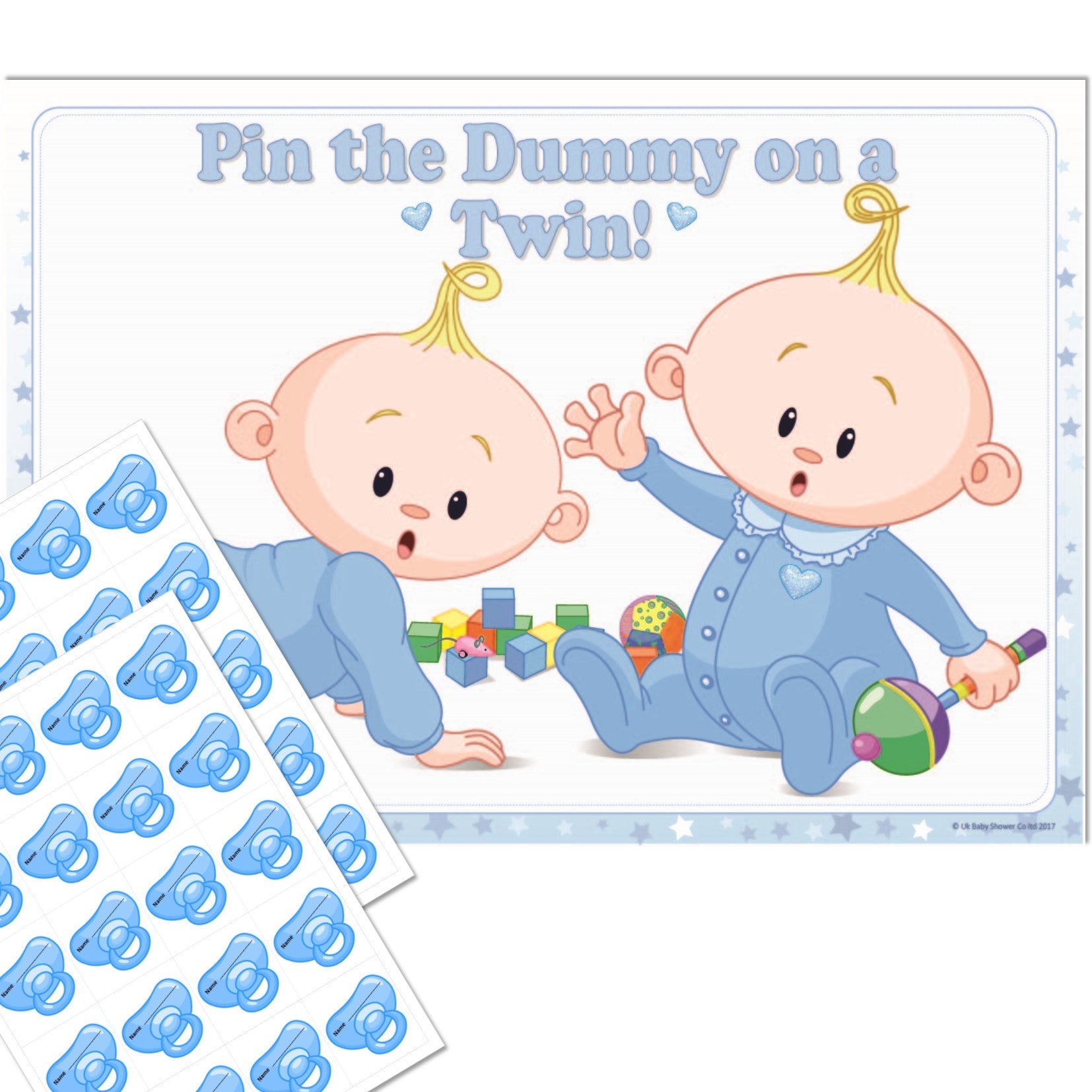 Pin the Dummy on a Twin Party Game Stars Theme,[product type] - Baby Showers and More