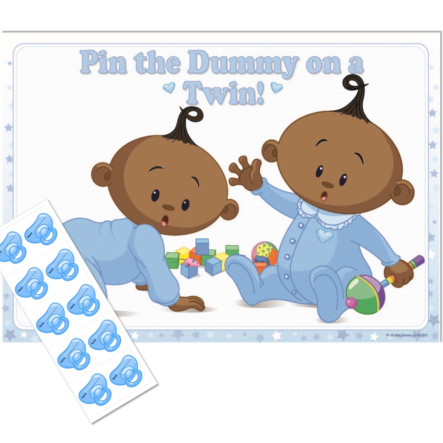 Stars Ethnic Pin the Dummy on a Twin Party Game,[product type] - Baby Showers and More