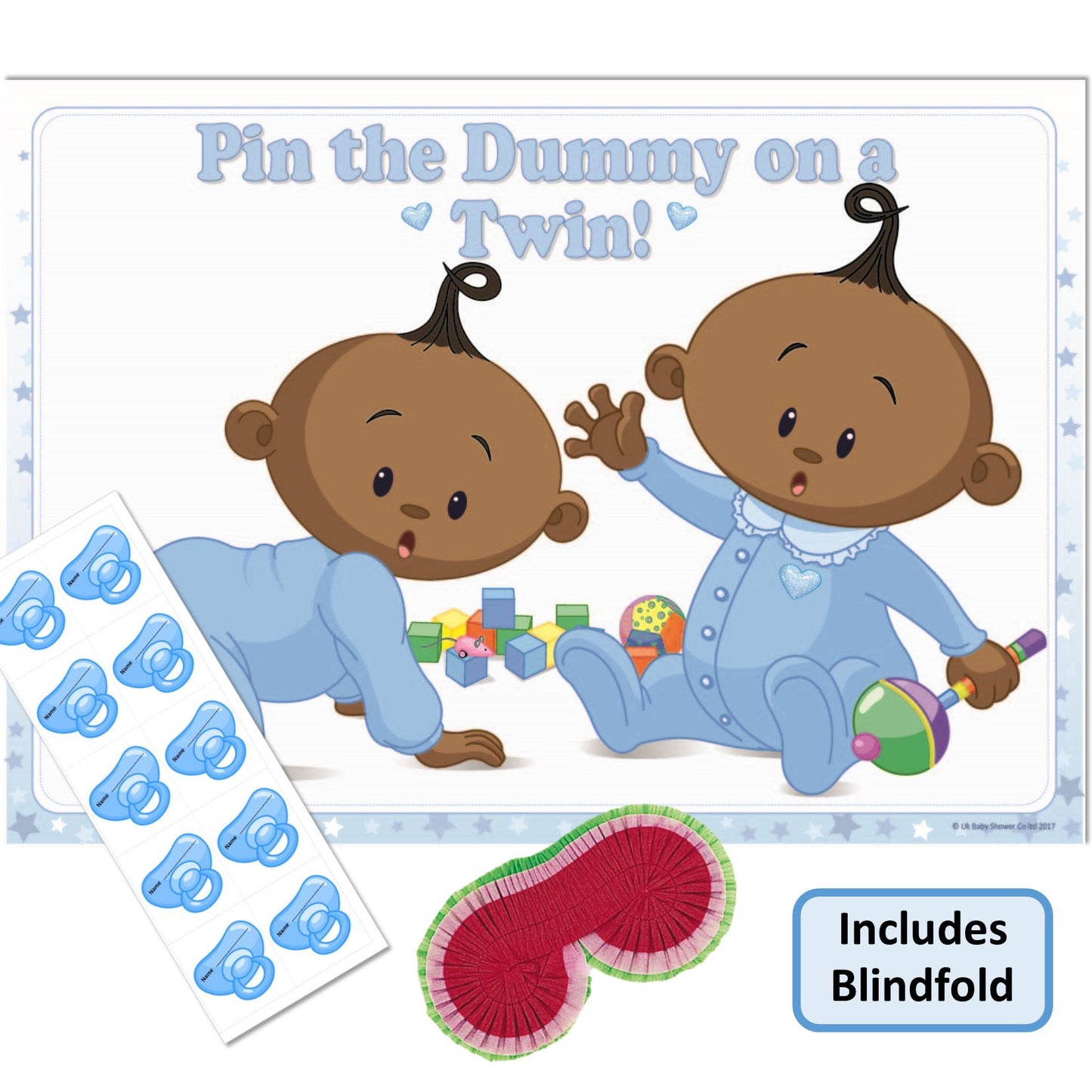 Stars Ethnic Pin the Dummy on a Twin Party Game,[product type] - Baby Showers and More