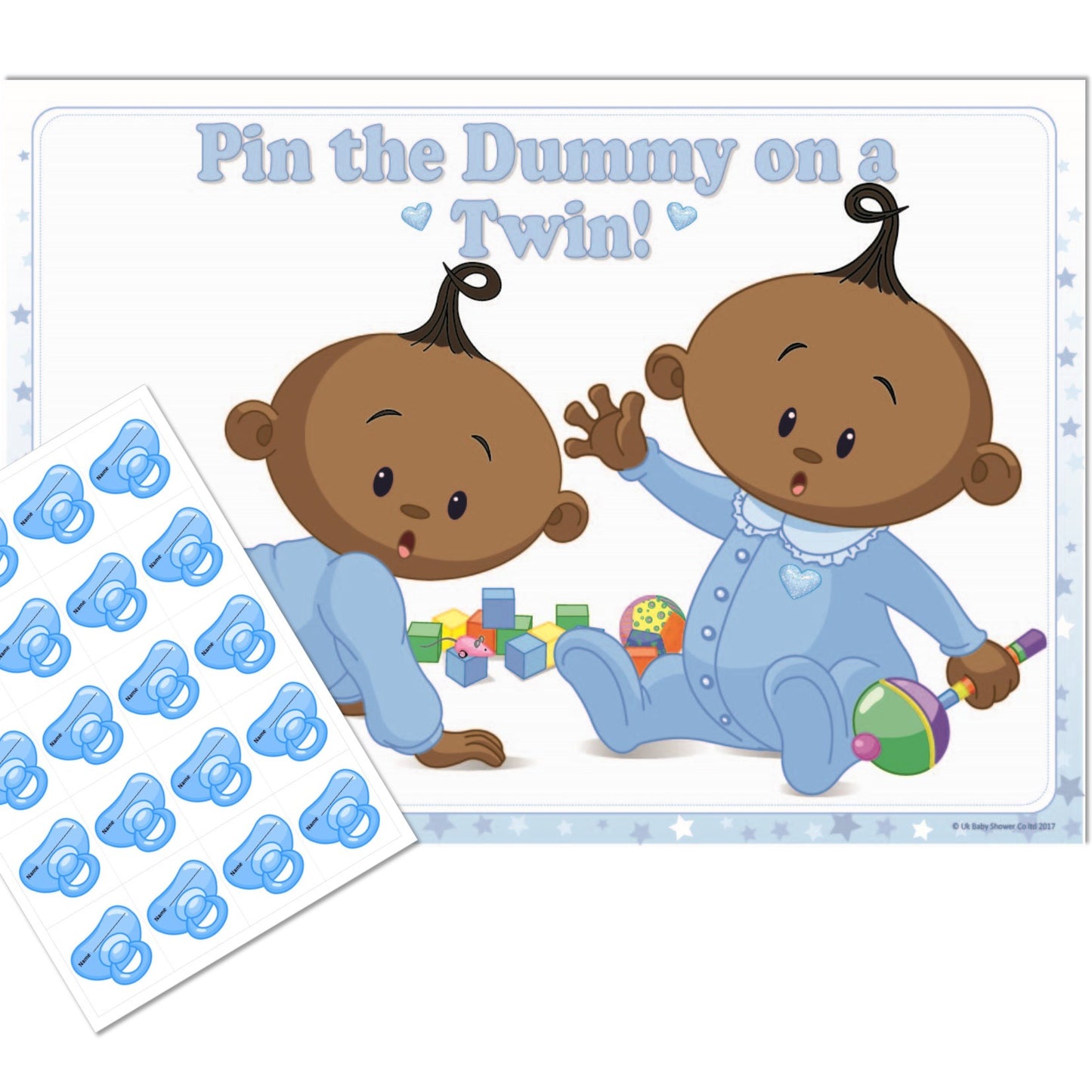 Stars Ethnic Pin the Dummy on a Twin Party Game,[product type] - Baby Showers and More