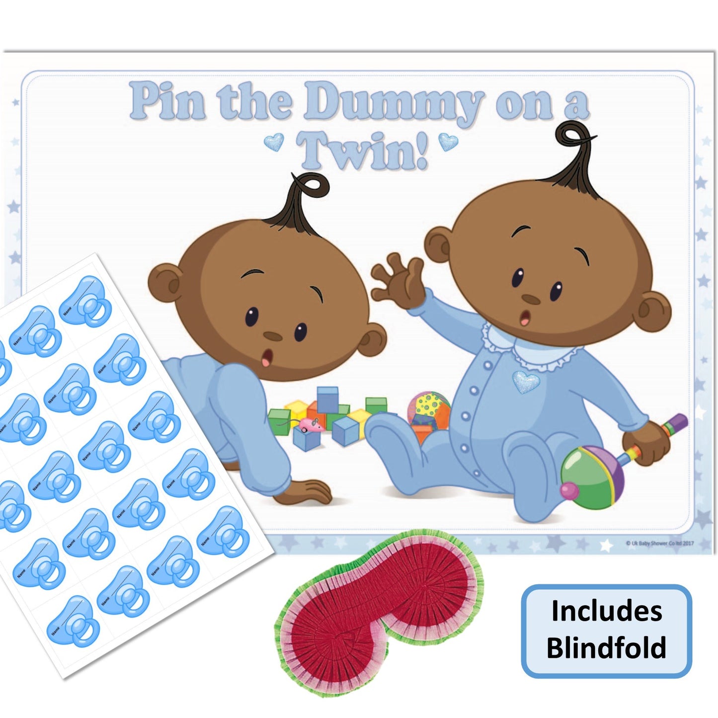 Stars Ethnic Pin the Dummy on a Twin Party Game,[product type] - Baby Showers and More